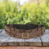 Maxbell Reusable PU Leather Waist Belt Costume Wrap Around Medieval Knight Belt Brown