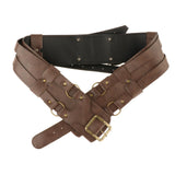 Maxbell Reusable PU Leather Waist Belt Costume Wrap Around Medieval Knight Belt Brown