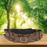Maxbell Reusable PU Leather Waist Belt Costume Wrap Around Medieval Knight Belt Brown