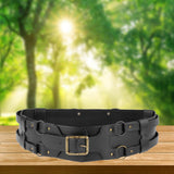 Maxbell Reusable PU Leather Waist Belt Costume Wrap Around Medieval Knight Belt Black