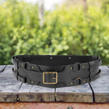 Maxbell Reusable PU Leather Waist Belt Costume Wrap Around Medieval Knight Belt Black