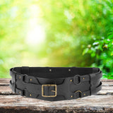 Maxbell Reusable PU Leather Waist Belt Costume Wrap Around Medieval Knight Belt Black