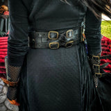 Maxbell Reusable PU Leather Waist Belt Costume Wrap Around Medieval Knight Belt Black