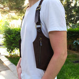 Maxbell Underarm Strap Wallet Pocket Purse Pack Riding Safety Phone Shoulder Pouch Brown