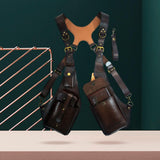 Maxbell Shoulder Harness Bag Case Wallet Underarm Bag Steampunk for Bike Motorcycle brown
