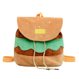 Maxbell Burger Plush Backpack Cute Creative Drawstring Travel for Teens Ladies Girls
