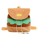 Maxbell Burger Plush Backpack Cute Creative Drawstring Travel for Teens Ladies Girls