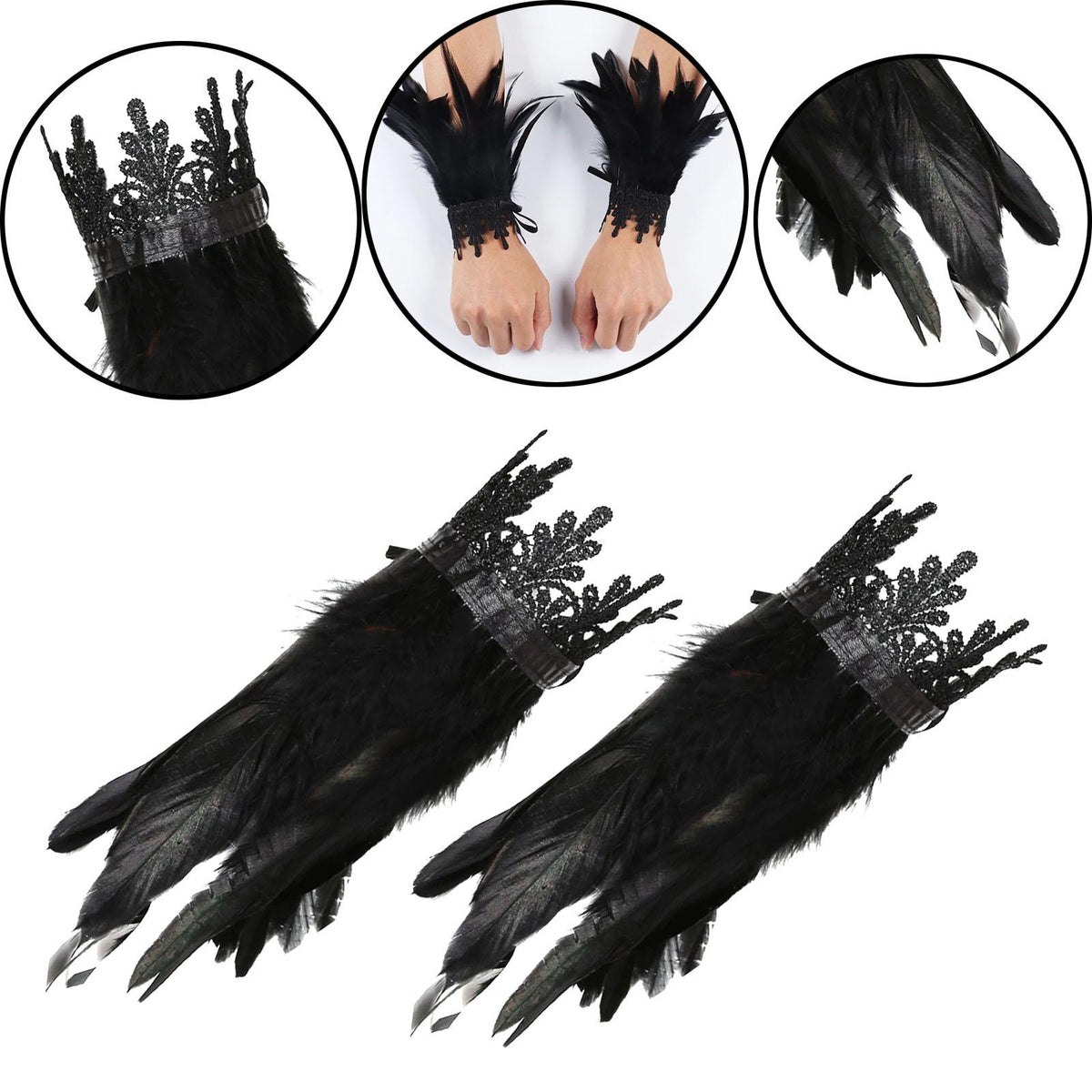 Maxbell Gothic Feather Choker Shoulder Wrap Cape Masquerade Party Shawl Shrug Faux wristband