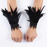 Maxbell Gothic Feather Choker Shoulder Wrap Cape Masquerade Party Shawl Shrug Faux wristband