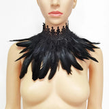 Maxbell Gothic Feather Choker Shoulder Wrap Cape Masquerade Party Shawl Shrug Faux scarf