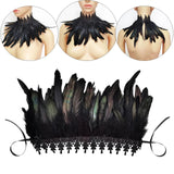 Maxbell Gothic Feather Choker Shoulder Wrap Cape Masquerade Party Shawl Shrug Faux scarf