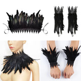 Maxbell Gothic Feather Choker Shoulder Wrap Cape Masquerade Party Shawl Shrug Faux scarf