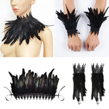 Maxbell Gothic Feather Choker Shoulder Wrap Cape Masquerade Party Shawl Shrug Faux scarf