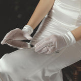 Maxbell Short Satin Gloves Bridal Gloves for Marriage Accessories Banquet Dress