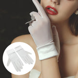 Maxbell Short Satin Gloves Bridal Gloves for Marriage Accessories Banquet Dress