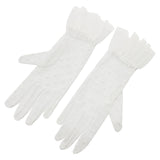 Maxbell Women Bridal White Gloves Lace Gloves Breathable for Dinner Party Gown