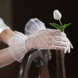 Maxbell Women Bridal White Gloves Lace Gloves Breathable for Dinner Party Gown