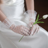 Maxbell Women Bridal White Gloves Lace Gloves Breathable for Dinner Party Gown