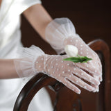 Maxbell Women Bridal White Gloves Lace Gloves Breathable for Dinner Party Gown