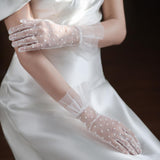 Maxbell Women Bridal White Gloves Lace Gloves Breathable for Dinner Party Gown