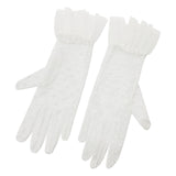 Maxbell Women Bridal White Gloves Lace Gloves Breathable for Dinner Party Gown