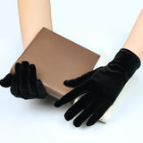 Maxbell Fashion Short Velvet Gloves Full Finger Wrist Length for Party Opera Women