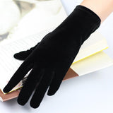 Maxbell Fashion Short Velvet Gloves Full Finger Wrist Length for Party Opera Women
