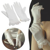 Maxbell Bridal Gloves Bridesmaid Ruffle Finger Short Satin Gloves for Opera
