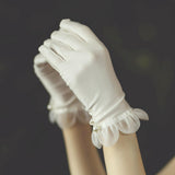 Maxbell Bridal Gloves Bridesmaid Ruffle Finger Short Satin Gloves for Opera