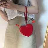 Maxbell Small Heart Shaped Purse with Hand Strap PU Leather for Girls Women Ladies