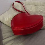 Maxbell Small Heart Shaped Purse with Hand Strap PU Leather for Girls Women Ladies
