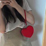 Maxbell Small Heart Shaped Purse with Hand Strap PU Leather for Girls Women Ladies