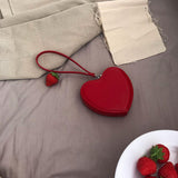 Maxbell Small Heart Shaped Purse with Hand Strap PU Leather for Girls Women Ladies