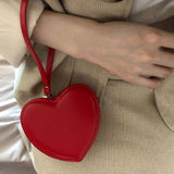 Maxbell Small Heart Shaped Purse with Hand Strap PU Leather for Girls Women Ladies