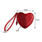Maxbell Small Heart Shaped Purse with Hand Strap PU Leather for Girls Women Ladies