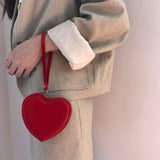 Maxbell Small Heart Shaped Purse with Hand Strap PU Leather for Girls Women Ladies