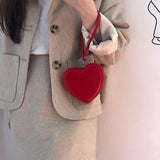 Maxbell Small Heart Shaped Purse with Hand Strap PU Leather for Girls Women Ladies
