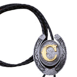 Maxbell Bolo Tie Necklace Letter Pendant Chain Casual for Hoodies Anniversary suits C
