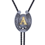 Maxbell Bolo Tie Necklace Letter Pendant Chain Casual for Hoodies Anniversary suits A