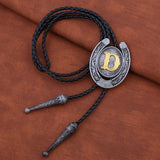 Maxbell Bolo Tie Necklace Letter Pendant Chain Casual for Hoodies Anniversary suits D