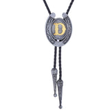 Maxbell Bolo Tie Necklace Letter Pendant Chain Casual for Hoodies Anniversary suits D
