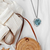 Maxbell Stone Pendants Necklace Accessories for Gift Anniversary Girlfriend Blue