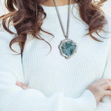 Maxbell Stone Pendants Necklace Accessories for Gift Anniversary Girlfriend Blue