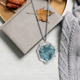 Maxbell Stone Pendants Necklace Accessories for Gift Anniversary Girlfriend Blue