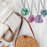 Maxbell Stone Pendants Necklace Accessories for Gift Anniversary Girlfriend Green