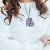 Maxbell Stone Pendants Necklace Accessories for Gift Anniversary Girlfriend Purple