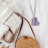 Maxbell Stone Pendants Necklace Accessories for Gift Anniversary Girlfriend Purple