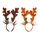 Maxbell Christmas Deer Antlers Headband Deer Antler Ears Hair Band for Party Favors Deep Brown