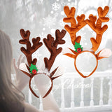Maxbell Christmas Deer Antlers Headband Deer Antler Ears Hair Band for Party Favors Deep Brown