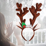 Maxbell Christmas Deer Antlers Headband Deer Antler Ears Hair Band for Party Favors Deep Brown